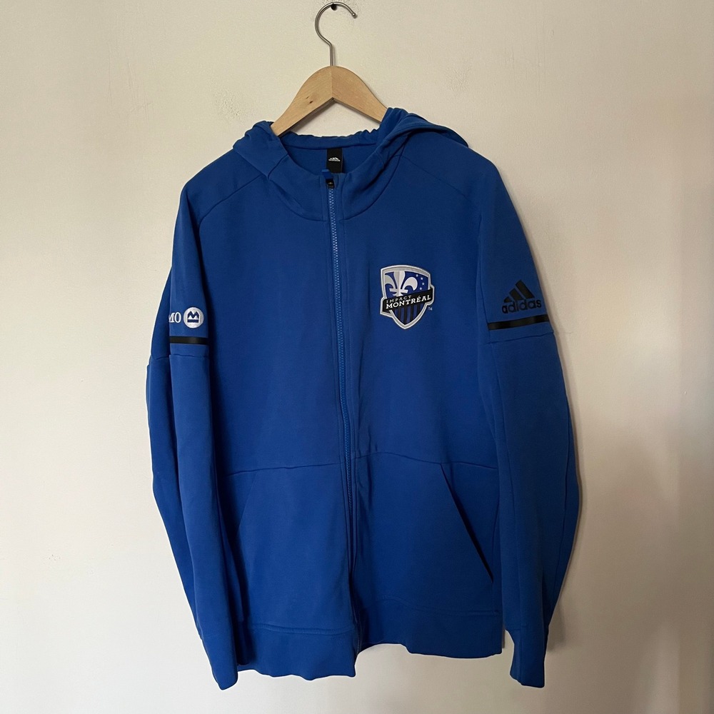 Adidas Impact Montreal MLS Full Zip Hoodie Blue Soccer Jacket Mens